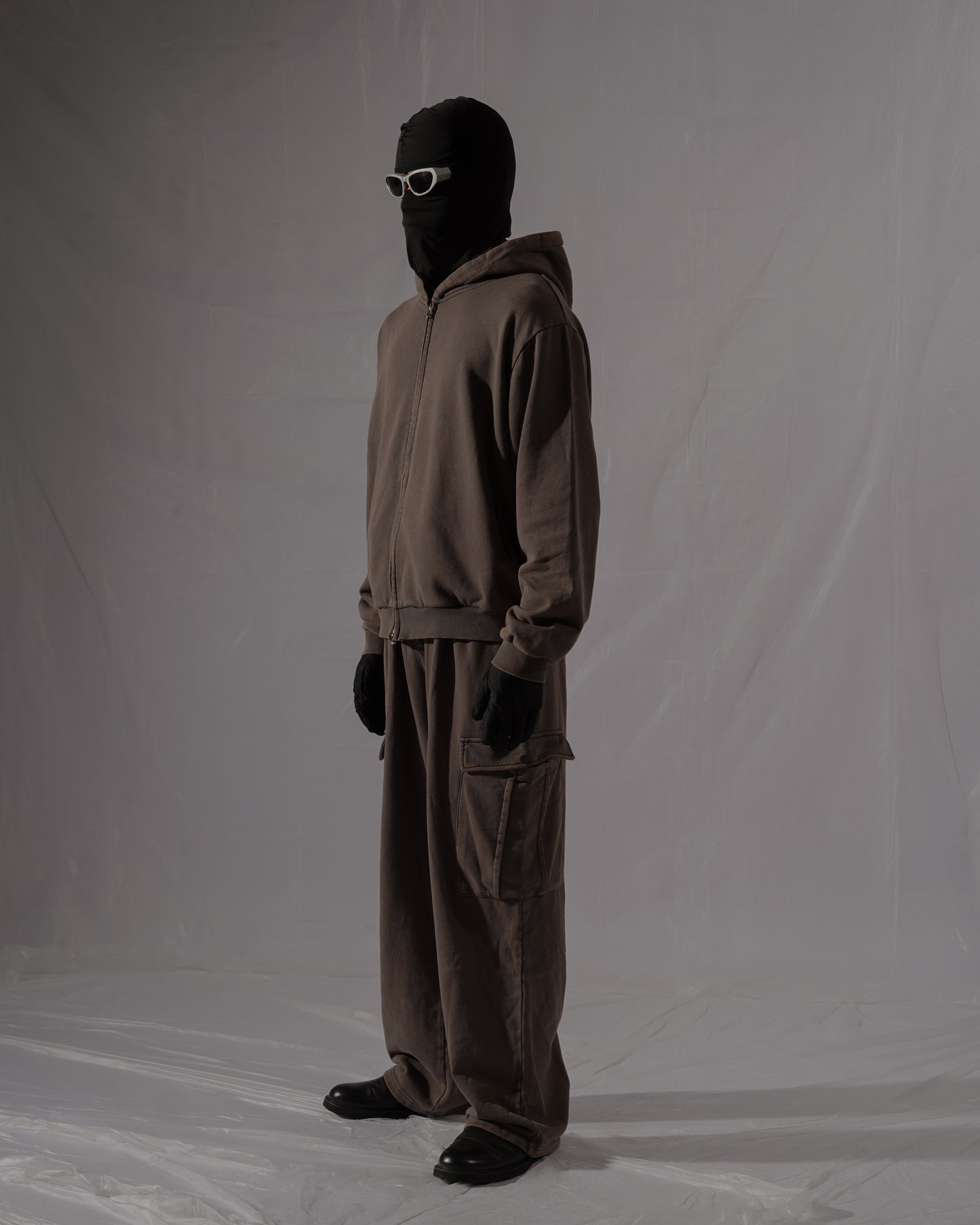 FULL ZIP HOODIE - WASHED GRAY