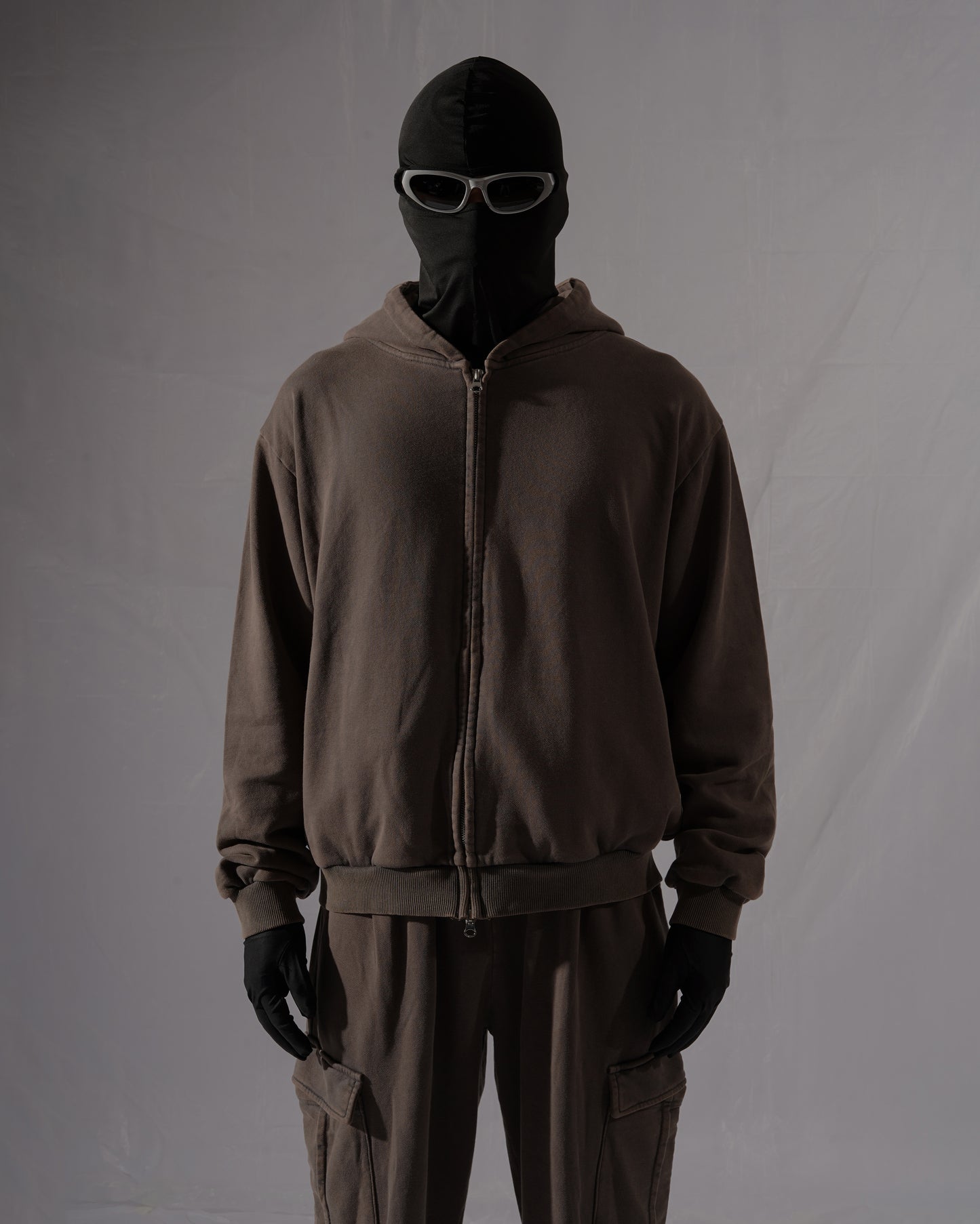 FULL ZIP HOODIE - WASHED GRAY