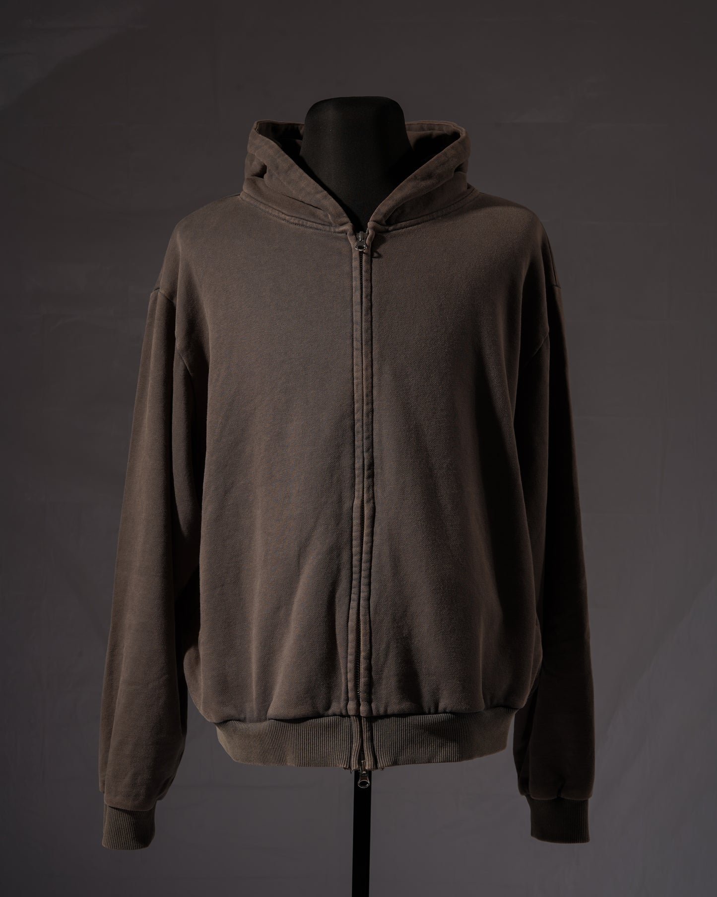 FULL ZIP HOODIE - WASHED GRAY