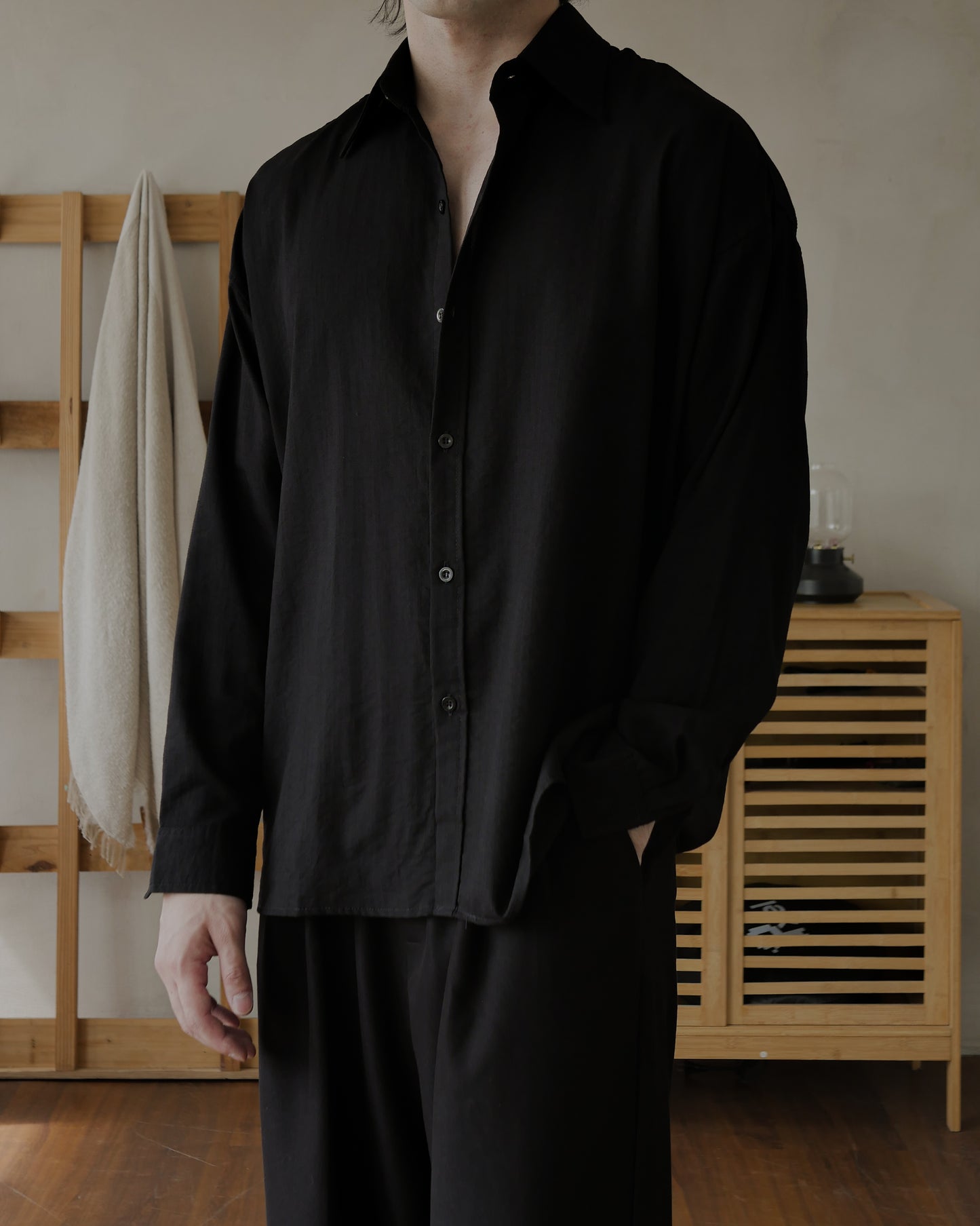 HARVEY LINEN SHIRT - BLACK
