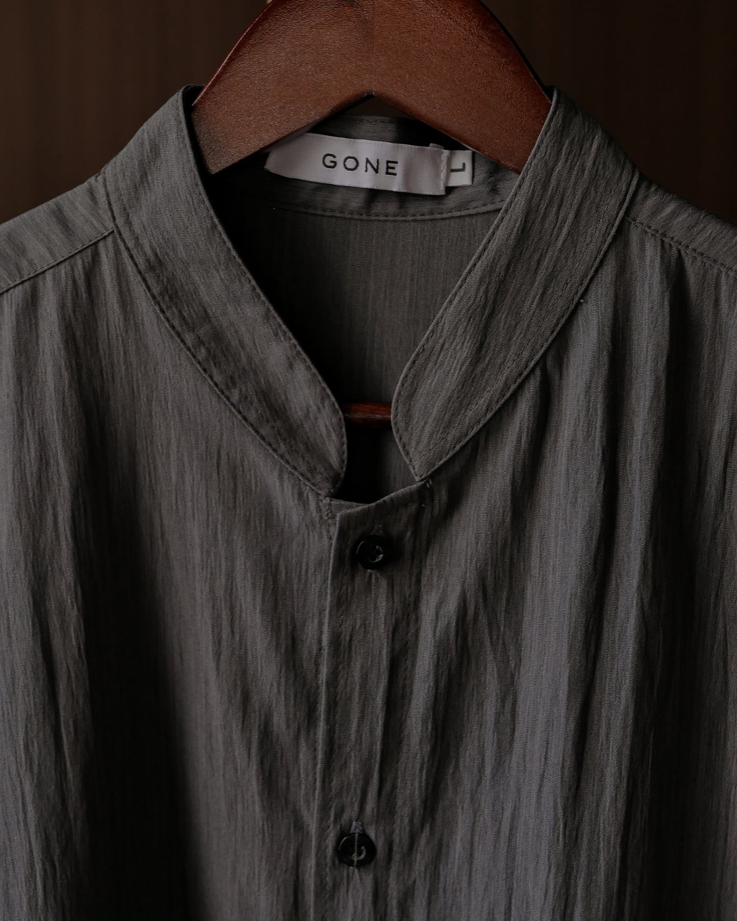 WANG MANDARIN COLLAR SHIRT - CHARCOAL
