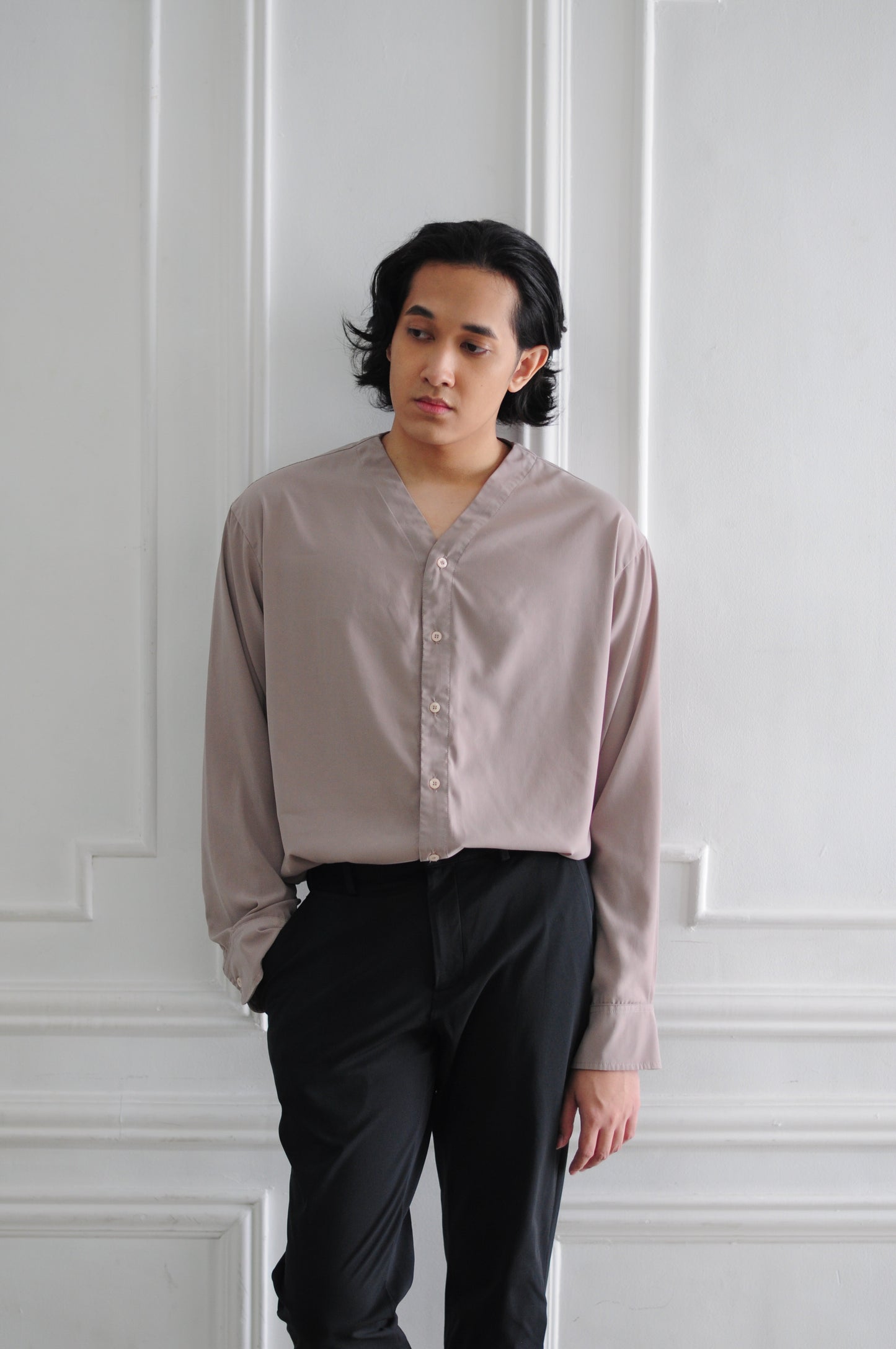 RELAXED V SHIRT - ROSE