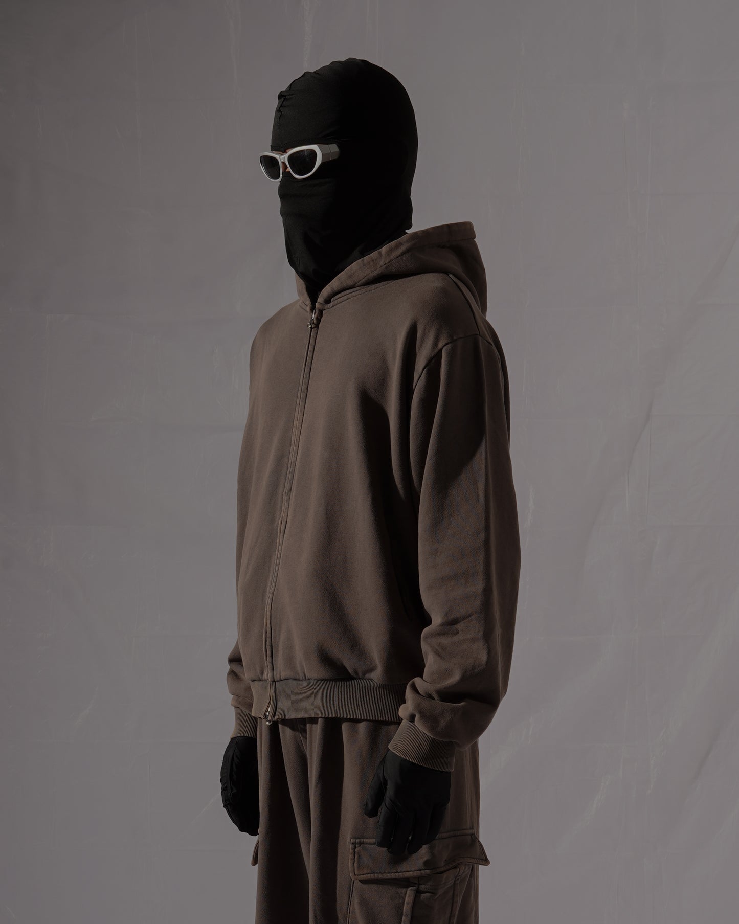 FULL ZIP HOODIE - WASHED GRAY