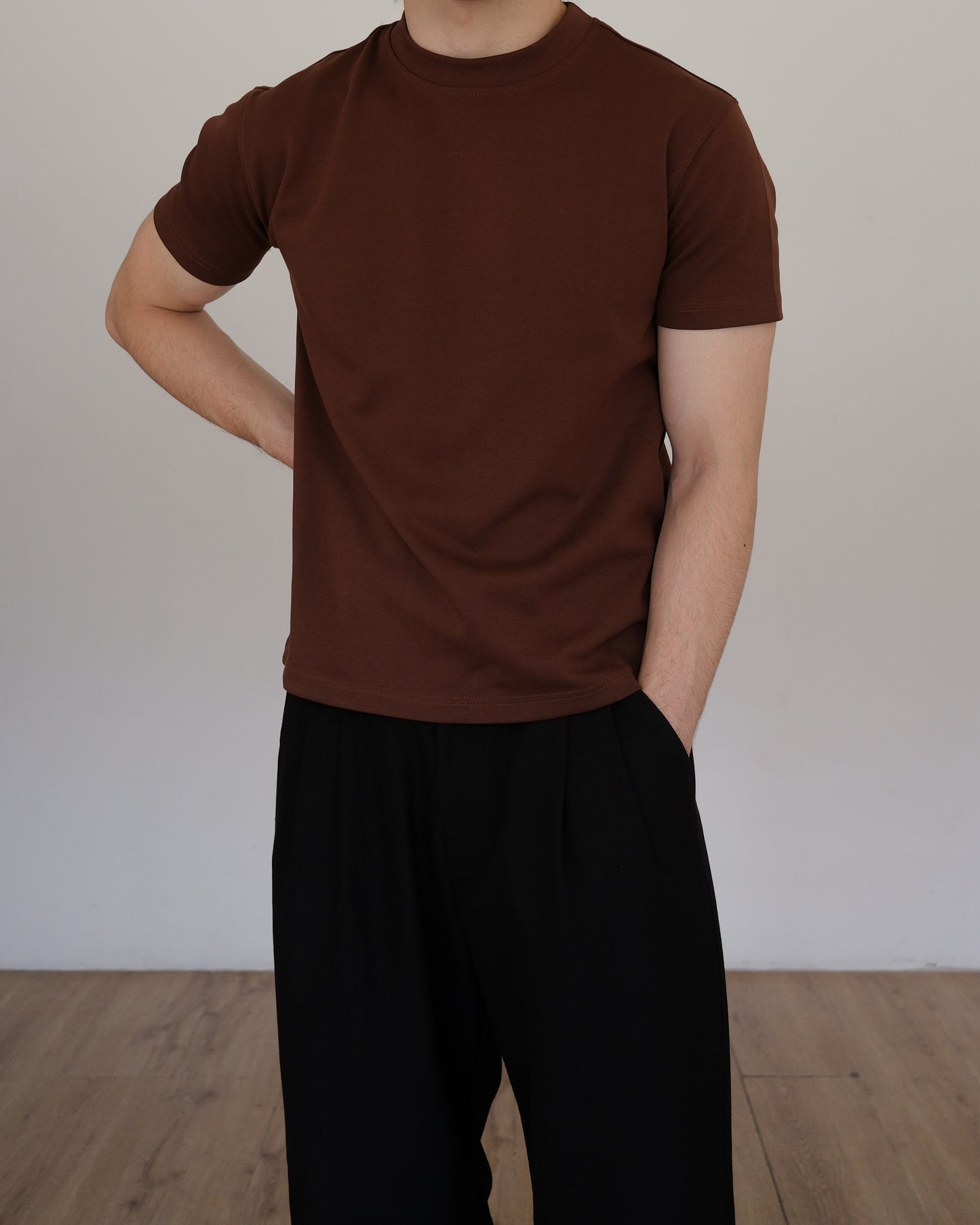CARMY SLIM FIT T-SHIRT - BROWN