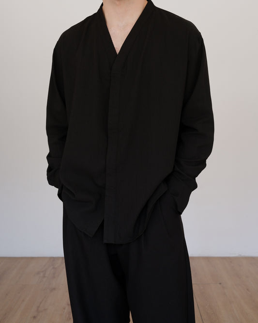 SORA LINEN SHIRT - BLACK