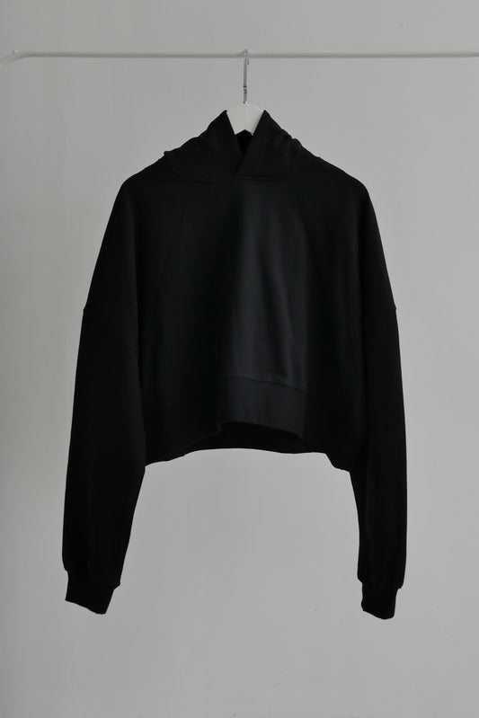 DAILY CROPPED HOODIE - BLACK